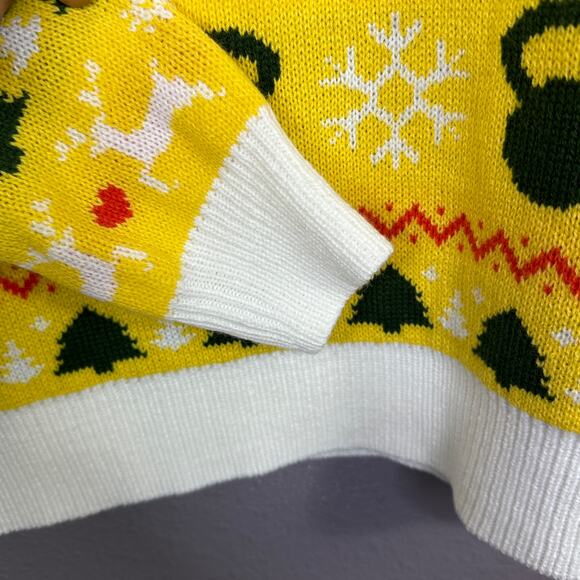 ROODY FIT CRUNCH Yellow Ugly Christmas Sweater Unisex Size Small - Picture 3 of 6